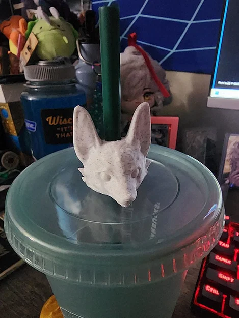 Mô hình Kitsune Straw Topper in 3D trang trí ống hút cực xinh - Image 2
