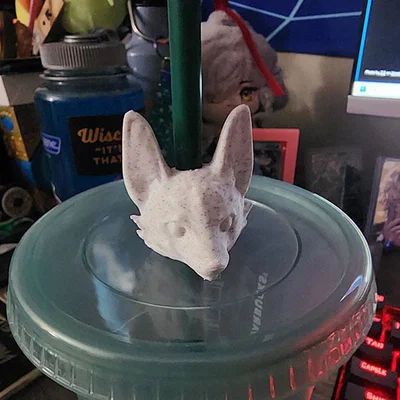 Mô hình Kitsune Straw Topper in 3D trang trí ống hút cực xinh