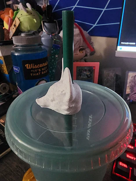 Mô hình Kitsune Straw Topper in 3D trang trí ống hút cực xinh - Image 3
