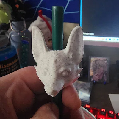 Mô hình Kitsune Straw Topper in 3D trang trí ống hút cực xinh