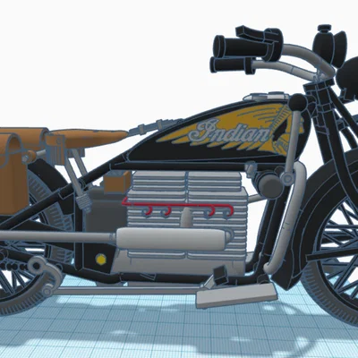Mô hình in 3D xe máy cổ điển Indian Four 1939 chi tiết