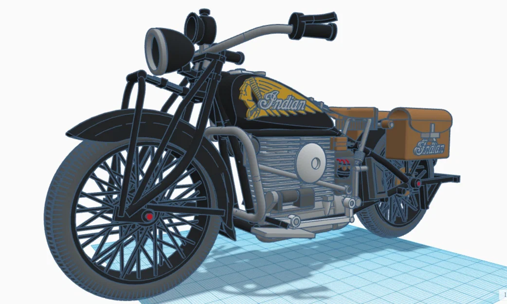Mô hình in 3D xe máy cổ điển Indian Four 1939 chi tiết - Image 11