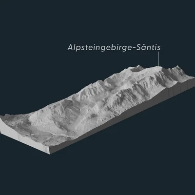 Mô hình địa hình 3D dãy núi Alpsteingebirge - Säntis ấn tượng