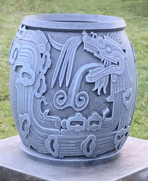 Bình/Chậu “Serpent urn” hoạ tiết rắn Aztec - Image 1