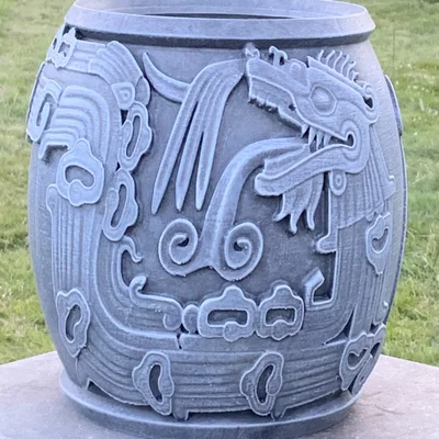 Bình/Chậu “Serpent urn” hoạ tiết rắn Aztec