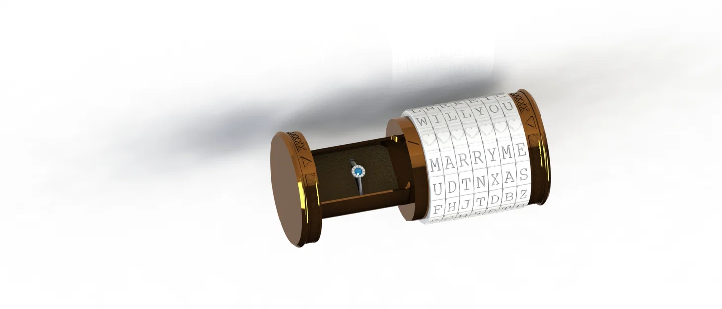 Hộp nhẫn cầu hôn dạng cryptex (Engagement ring box cryptex) - Image 1