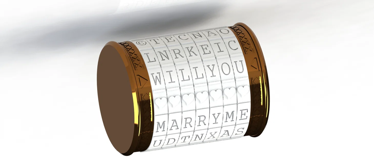Hộp nhẫn cầu hôn dạng cryptex (Engagement ring box cryptex) - Image 2
