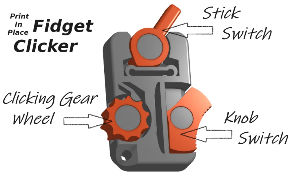Print-In-Place Fidget Clicker (Fidget Click Móc Chìa Khóa) - Image 4