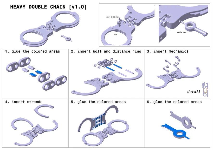 Còng tay xích đôi nặng (Heavy double chain handcuffs) - Image 2