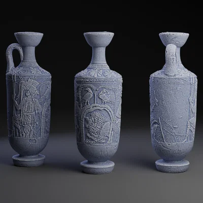 Mô hình 3D bình cổ Hy Lạp Attic White-Ground Lekythos trang trí