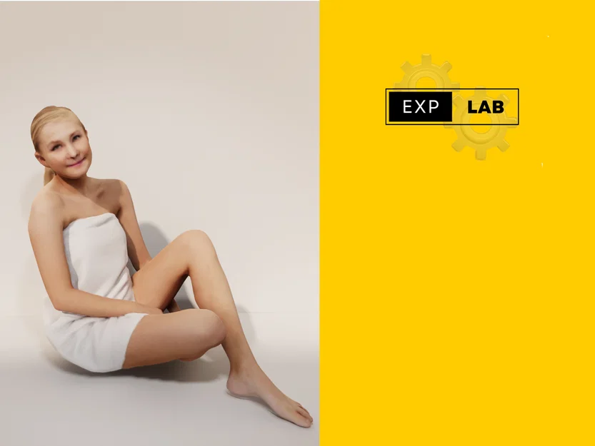 Mô hình 3D nhân vật nữ quấn khăn (woman bath) cho kiến trúc sư - Image 3