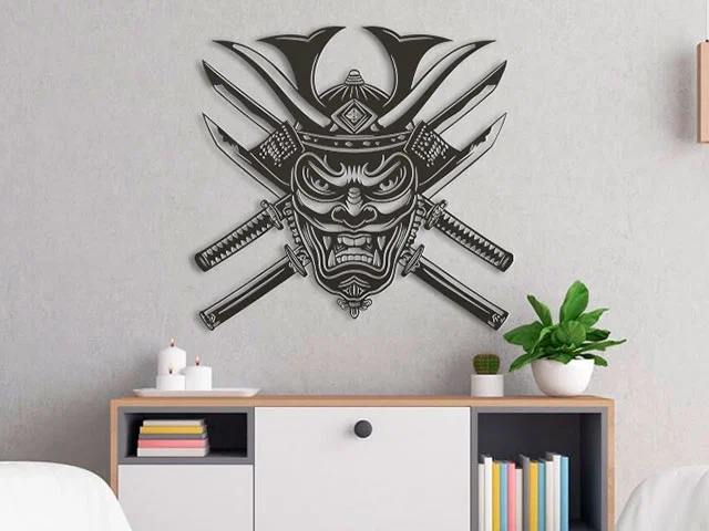 Mô hình trang trí treo tường Oni Mask Samurai 3D độc đáo - Image 1