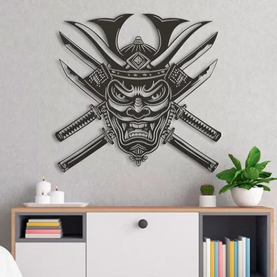 Mô hình trang trí treo tường Oni Mask Samurai 3D độc đáo
