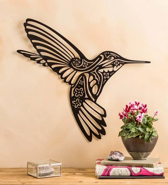 Mẫu in 3D treo tường Chim Ruồi (Hummingbird) trang trí sang trọng - Image 1