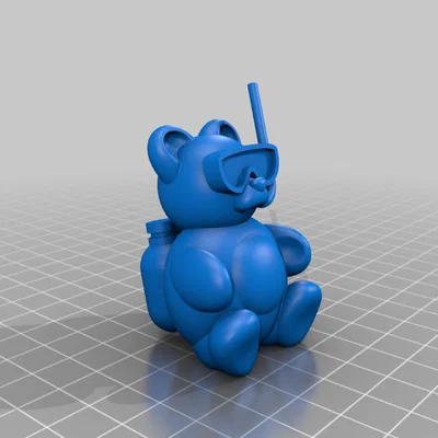 Mô hình chú gấu lặn biển (Scuba Teddybear) in 3D độc đáo