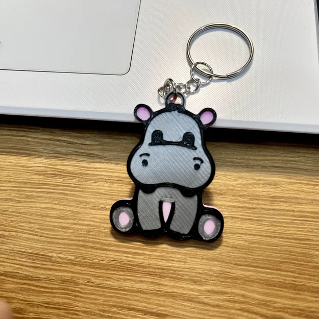 Móc khóa hình chú hà mã đáng yêu (Cute Hippopotamus Keychain) - Image 2