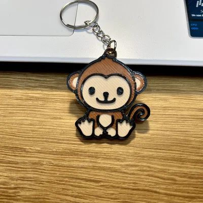 Móc khóa chú khỉ (Cute Monkey Keychain) in 3D dễ thương