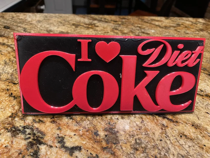 Mô hình in 3D bảng hiệu để bàn I Love Diet Coke độc đáo - Image 1