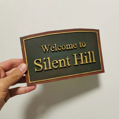 Mô hình bảng hiệu Welcome to Silent Hill trang trí game 3D