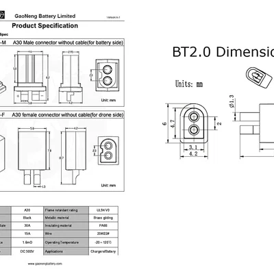 Bộ mô hình in 3D đầu nối pin BetaFPV BT2.0 và GNB A30 cho drone