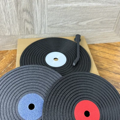 Bộ Đế Lót Ly Đĩa Vinyl + Kệ Trưng Bày