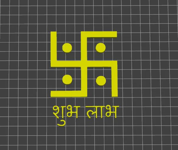 Mô hình 3D biểu tượng Swastika Shubha Labha trang trí may mắn - Image 1