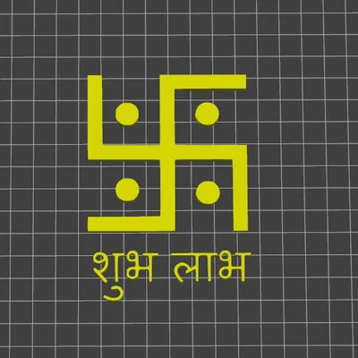 Mô hình 3D biểu tượng Swastika Shubha Labha trang trí may mắn