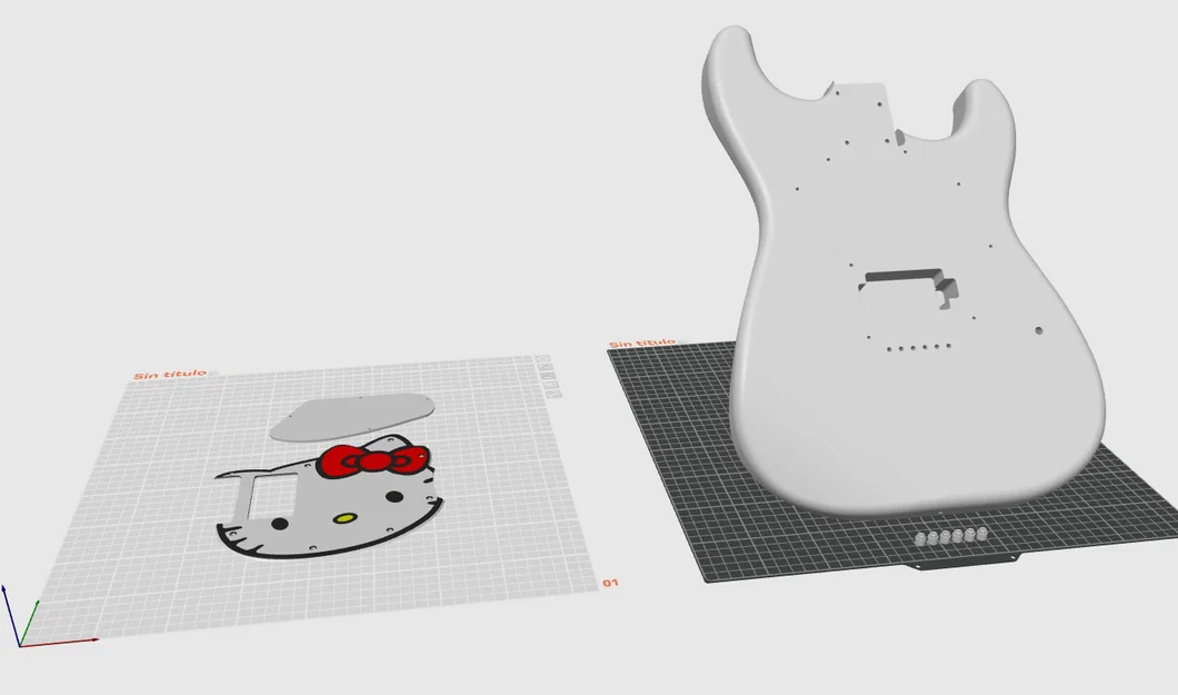 Hello Kitty Stratocaster (thân đàn Strat kiểu Squier) - file in 3D - Image 1