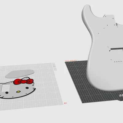 Hello Kitty Stratocaster (thân đàn Strat kiểu Squier) - file in 3D