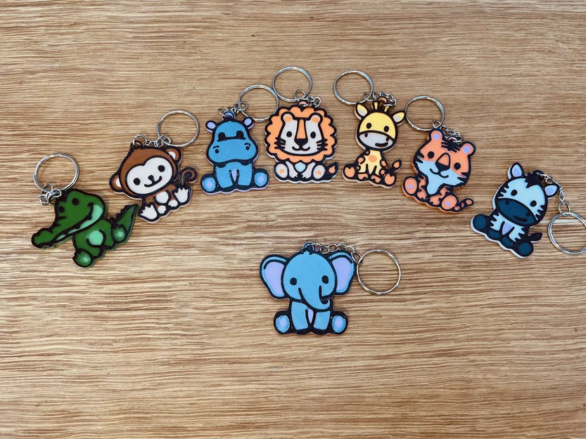 Móc khóa hình chú voi nhỏ đáng yêu (Cute Elephant Keychain) in 3D - Image 1
