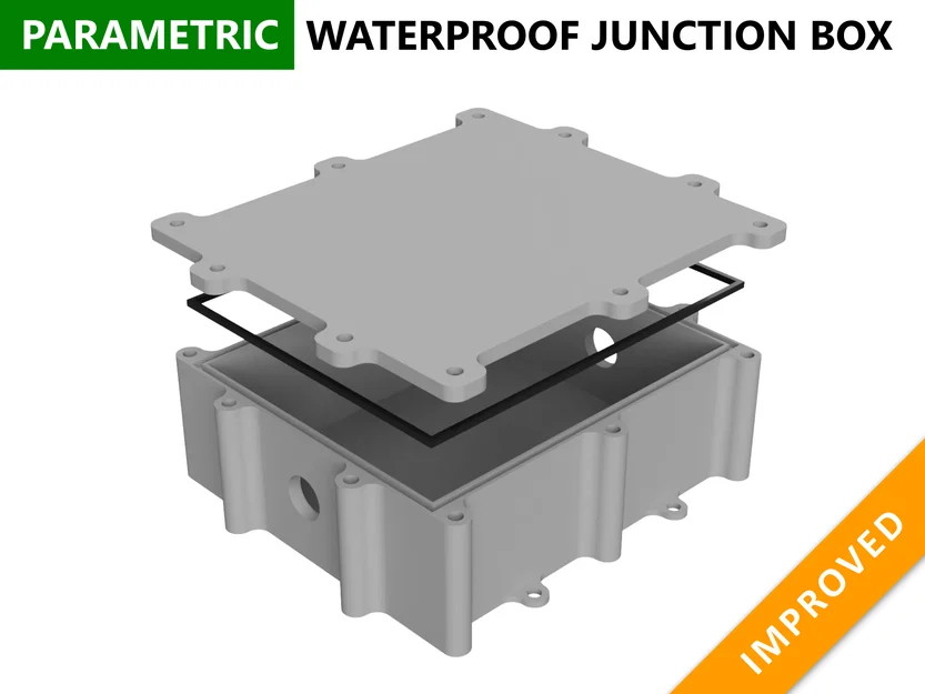 Waterproof Junction Box v2 – Hộp junction box chống nước (parametric Fusion 360) - Image 1