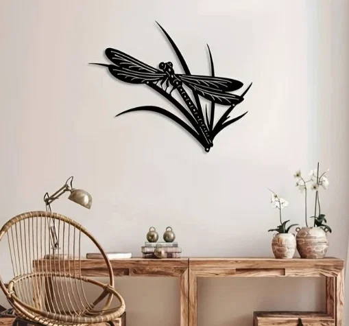 Mẫu trang trí tường 3D Dragonfly On Leaf (Chuồn chuồn trên lá) - Image 1