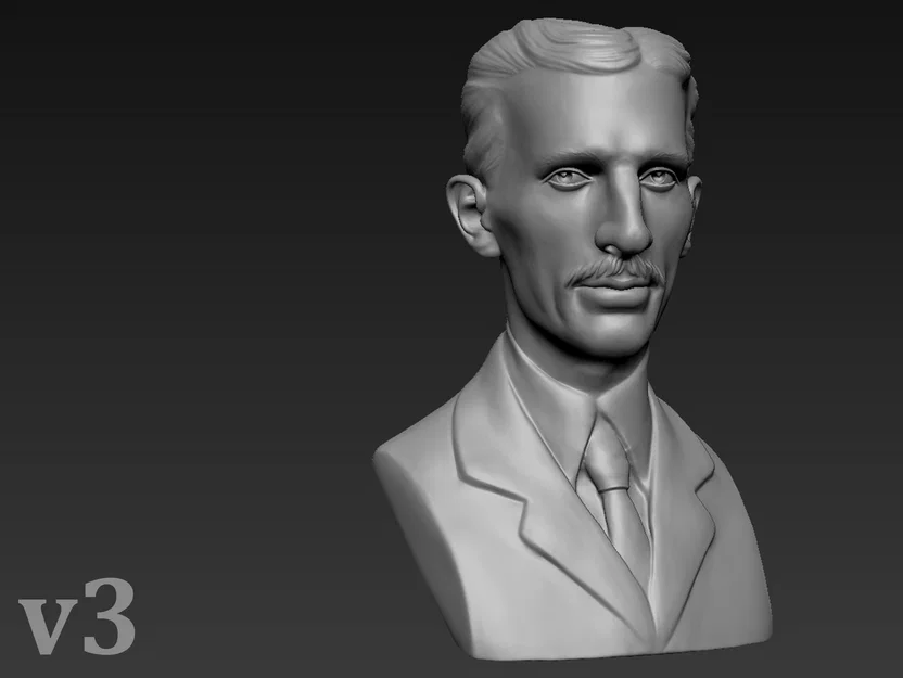 Tượng bán thân Nikola Tesla (3D Model để bàn) - Image 3
