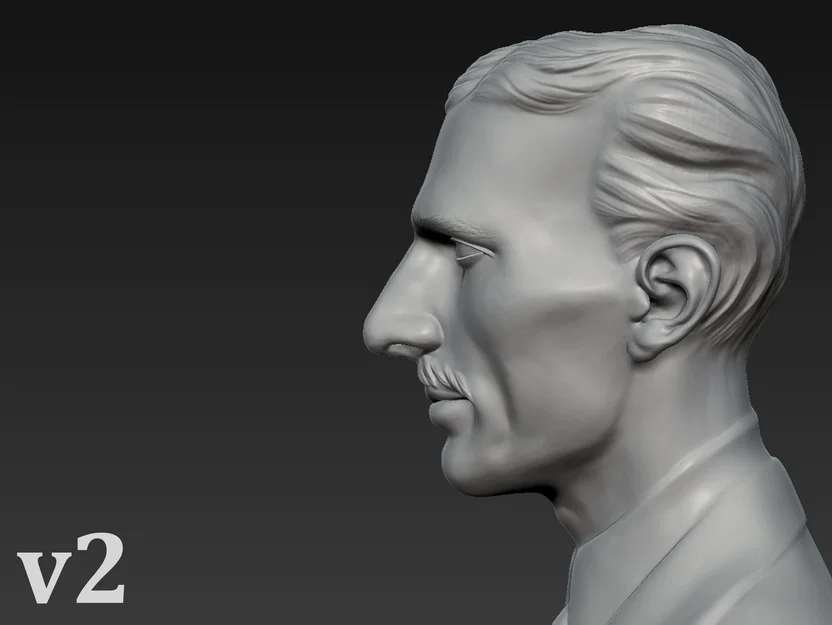 Tượng bán thân Nikola Tesla (3D Model để bàn) - Image 4