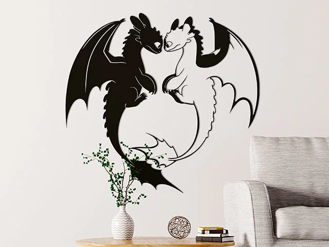 Mô hình treo tường Nightfury & Dayfury trang trí nhà cửa đẹp mắt - Image 1