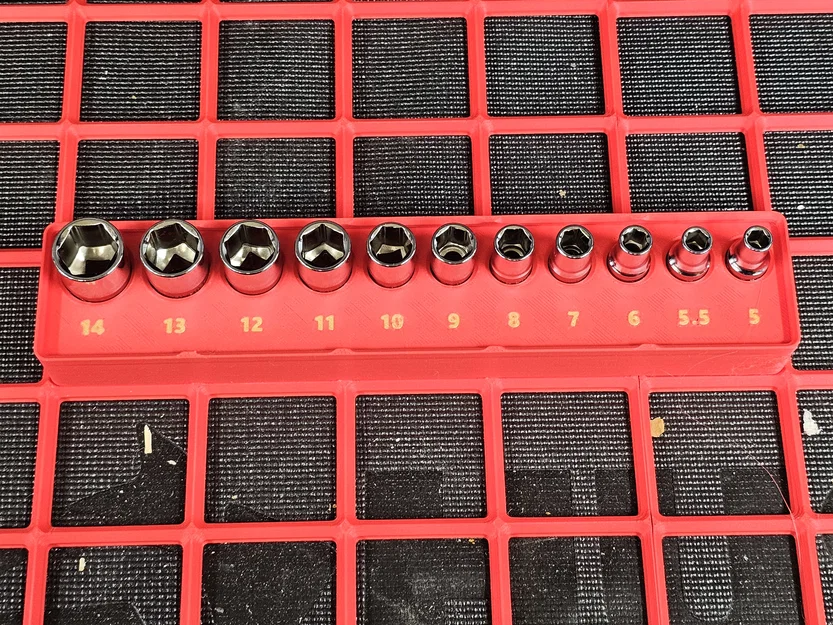 Khay lưu trữ Gridfinity cho bộ socket ICON 1/4 in. Drive Metric (11 món) - Image 1