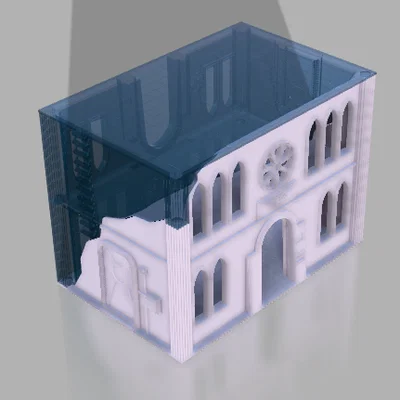 Terrain nhà đổ nát kiêm hộp vận chuyển mô hình cho wargame
