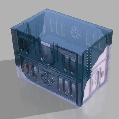 Terrain nhà đổ nát kiêm hộp vận chuyển mô hình cho wargame