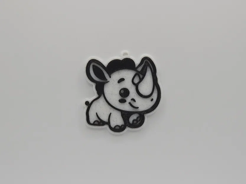 Móc khóa Tê Giác dễ thương (Cute Rhino Keychain) - File in 3D xinh xắn - Image 1