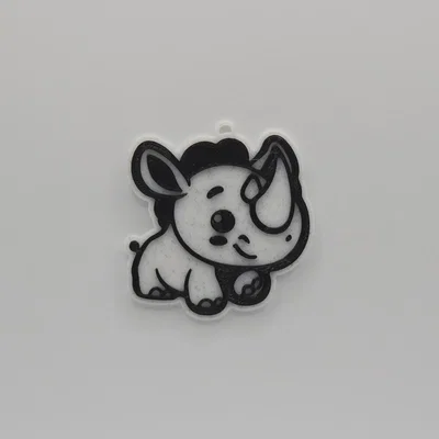 Móc khóa Tê Giác dễ thương (Cute Rhino Keychain) - File in 3D xinh xắn