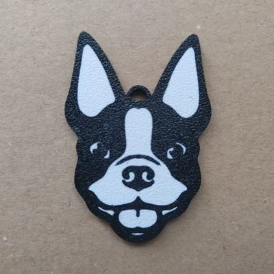 Móc khóa hình cún Boston Terrier - Mẫu in 3D đơn giản, đẹp mắt