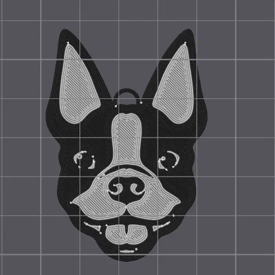 Móc khóa hình cún Boston Terrier - Mẫu in 3D đơn giản, đẹp mắt