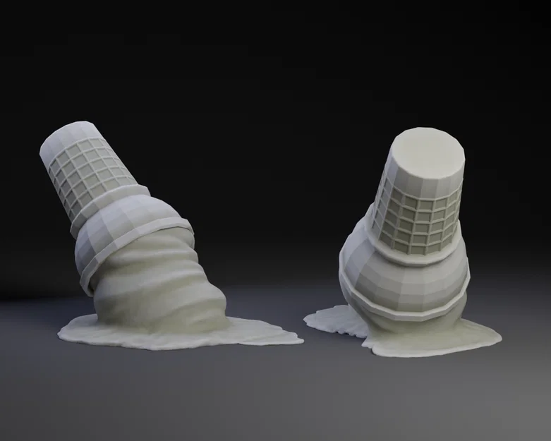 Mô hình 3D kem ốc quế tan chảy độc đáo để bàn (Melting Soft Serve Cone) - Image 1