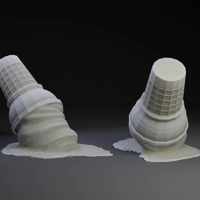 Mô hình 3D kem ốc quế tan chảy độc đáo để bàn (Melting Soft Serve Cone)