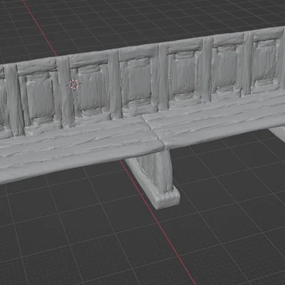 Mô hình 3D băng ghế nhà thờ cổ điển có vân gỗ cực chi tiết