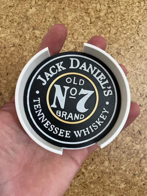 Bộ đế lót ly Jack Daniels kèm khay đựng phong cách (In 3D) - Image 1