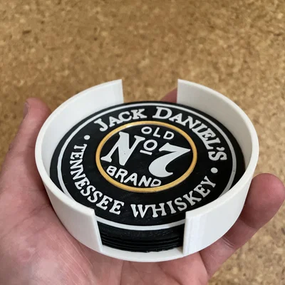 Bộ đế lót ly Jack Daniels kèm khay đựng phong cách (In 3D)