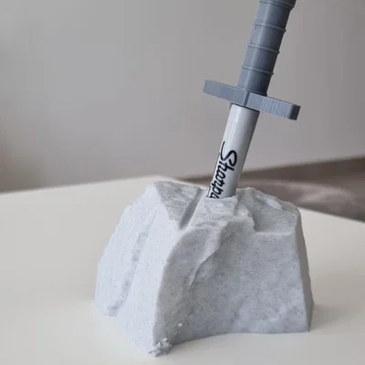 Đế cắm bút hình tảng đá huyền thoại cho Sharpie Sword
