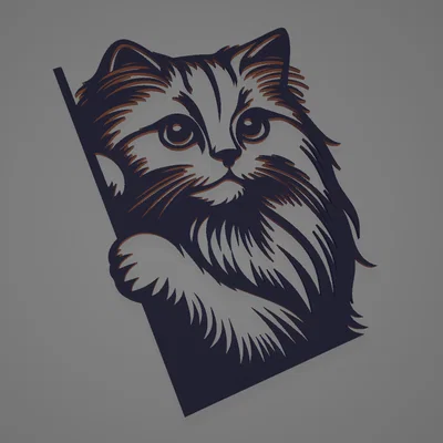 Mô hình trang trí tường hình chú mèo nghệ thuật (Cat Wall Art) in 3D