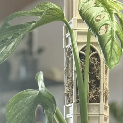 Cột leo rêu thiết kế tháp trung cổ độc đáo cho cây kiểng